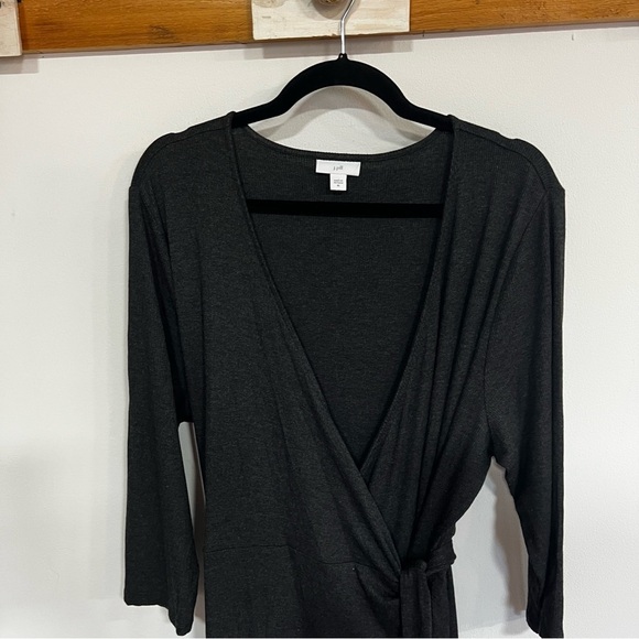 J.Jill Charcoal Ribbed Knit Wrap Dress - Picture 5 of 15